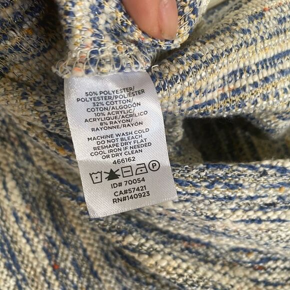 Loft Women Skirts Loft Blue Cream Tweed Boucle Flippy Swing Pocket Skirt Pull On - Picture 9 of 9